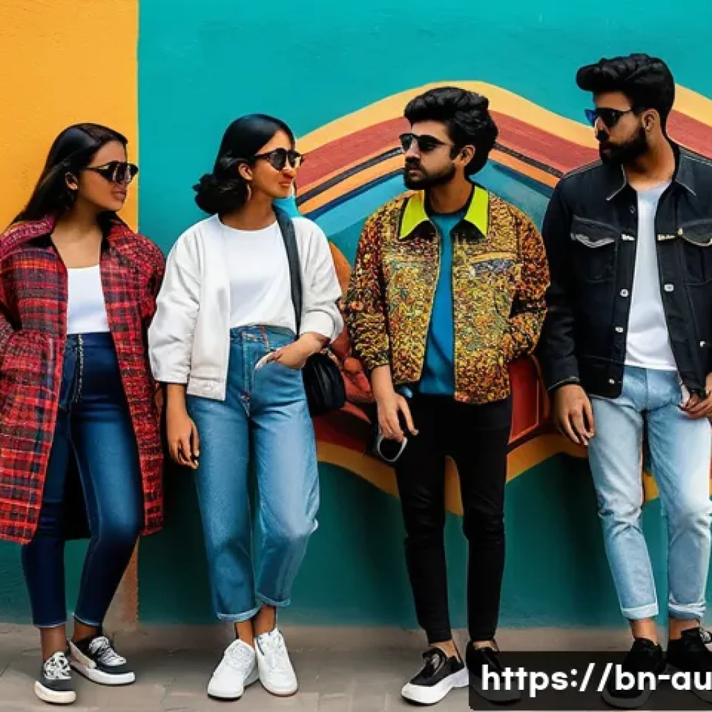 뉴아날로그 트렌드와 젊은 세대의 문화 - A vibrant street scene featuring young Bengali adults embracing retro fashion styles from the 1980s ...