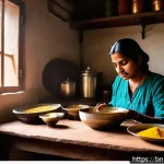 Home 22 뉴아날로그 트렌드와 유튜브 콘텐츠 - A cozy kitchen scene illuminated by warm, natural sunlight streaming through a window, showing a per...