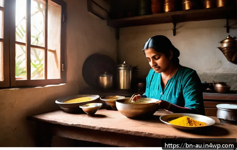 뉴아날로그 트렌드와 유튜브 콘텐츠 - A cozy kitchen scene illuminated by warm, natural sunlight streaming through a window, showing a per...