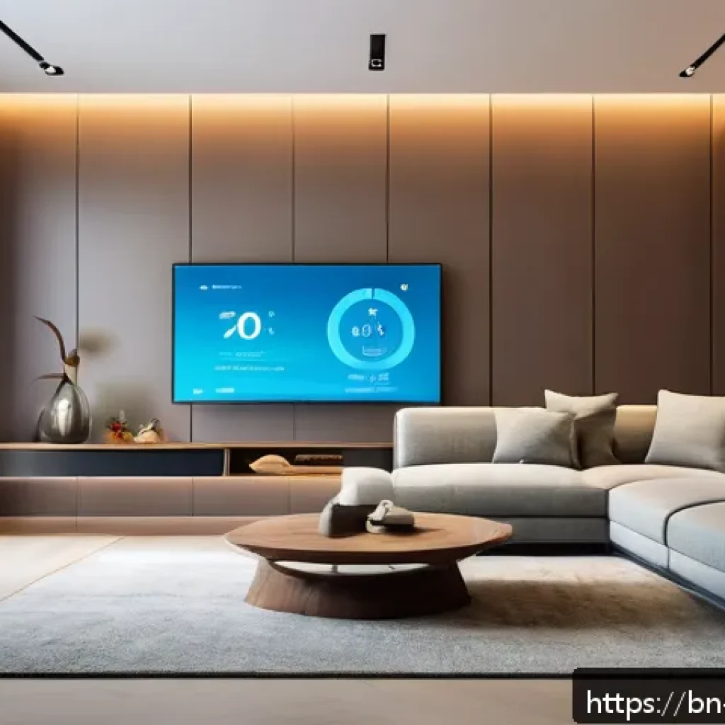 뉴아날로그 트렌드와 디지털 혁신의 관계 - A sophisticated smart home interior scene showcasing the seamless integration of analog sensors and ...